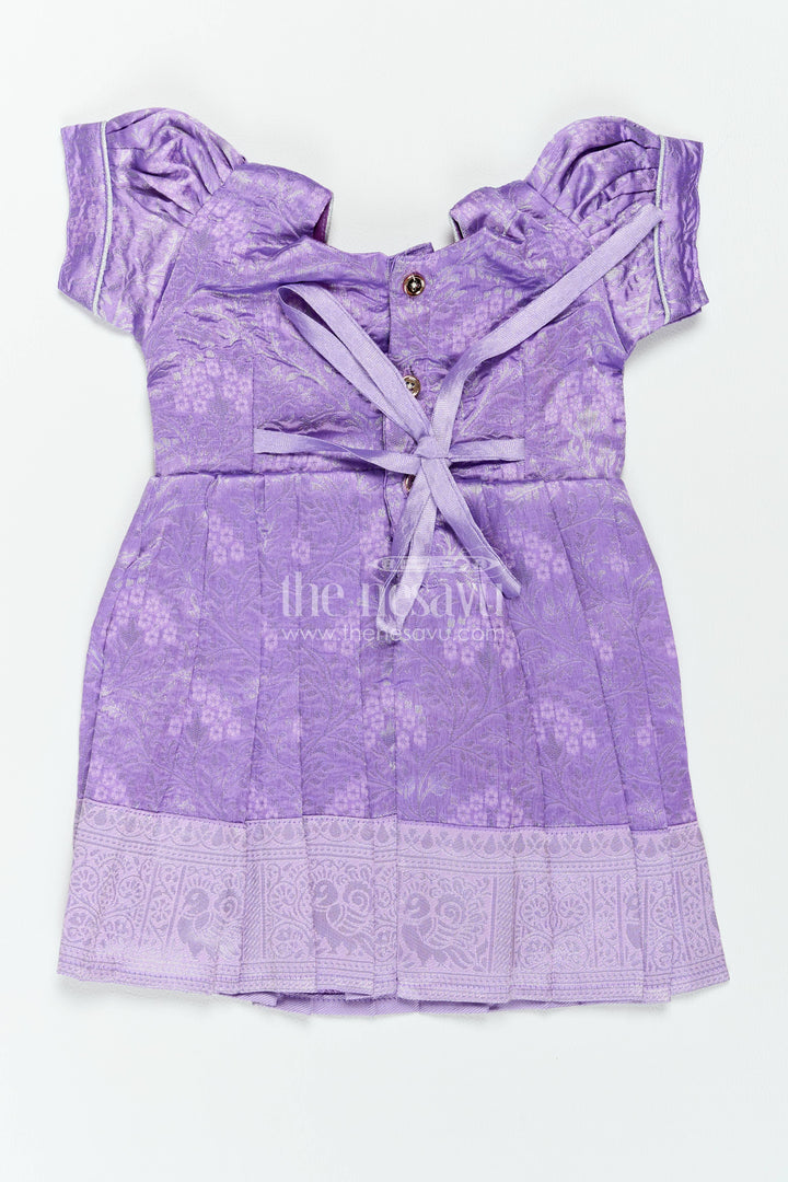 The Nesavu Girls Kanchi Silk Frock Traditional Silk Frock in Purple for Milestone Days Nesavu Nesavu Traditional Silk Frock In Purple For Parties And Memorable