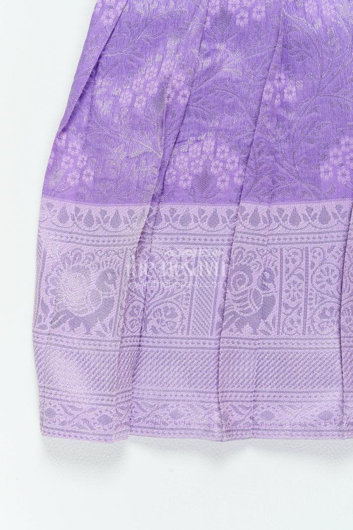 The Nesavu Girls Kanchi Silk Frock Traditional Silk Frock in Purple for Milestone Days Nesavu Nesavu Traditional Silk Frock In Purple For Parties And Memorable