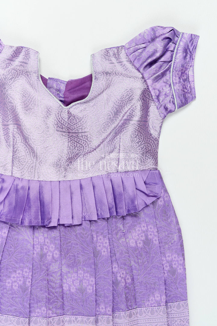 The Nesavu Girls Kanchi Silk Frock Traditional Silk Frock in Purple for Milestone Days Nesavu Nesavu Traditional Silk Frock In Purple For Parties And Memorable