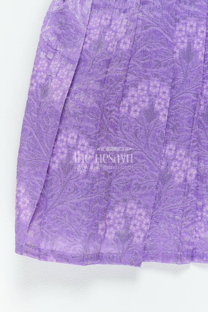 The Nesavu Girls Kanchi Silk Frock Traditional Silk Frock in Purple for Milestone Days Nesavu Nesavu Traditional Silk Frock In Purple For Parties And Memorable