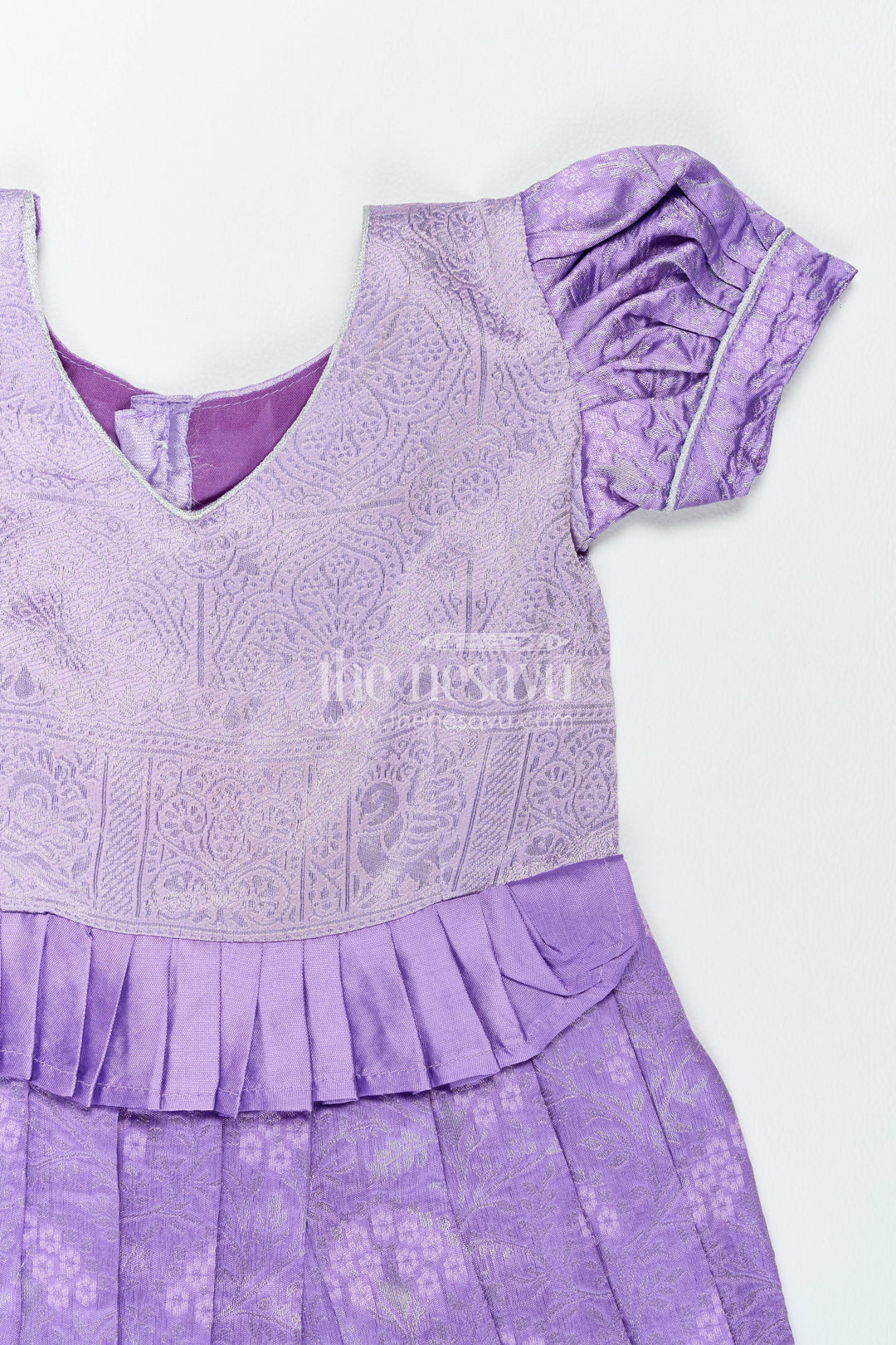 The Nesavu Girls Kanchi Silk Frock Traditional Silk Frock in Purple for Milestone Days Nesavu Nesavu Traditional Silk Frock In Purple For Parties And Memorable