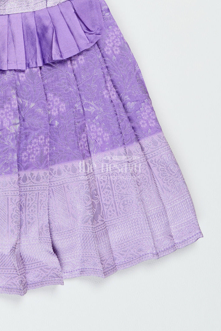 The Nesavu Girls Kanchi Silk Frock Traditional Silk Frock in Purple for Milestone Days Nesavu Nesavu Traditional Silk Frock In Purple For Parties And Memorable