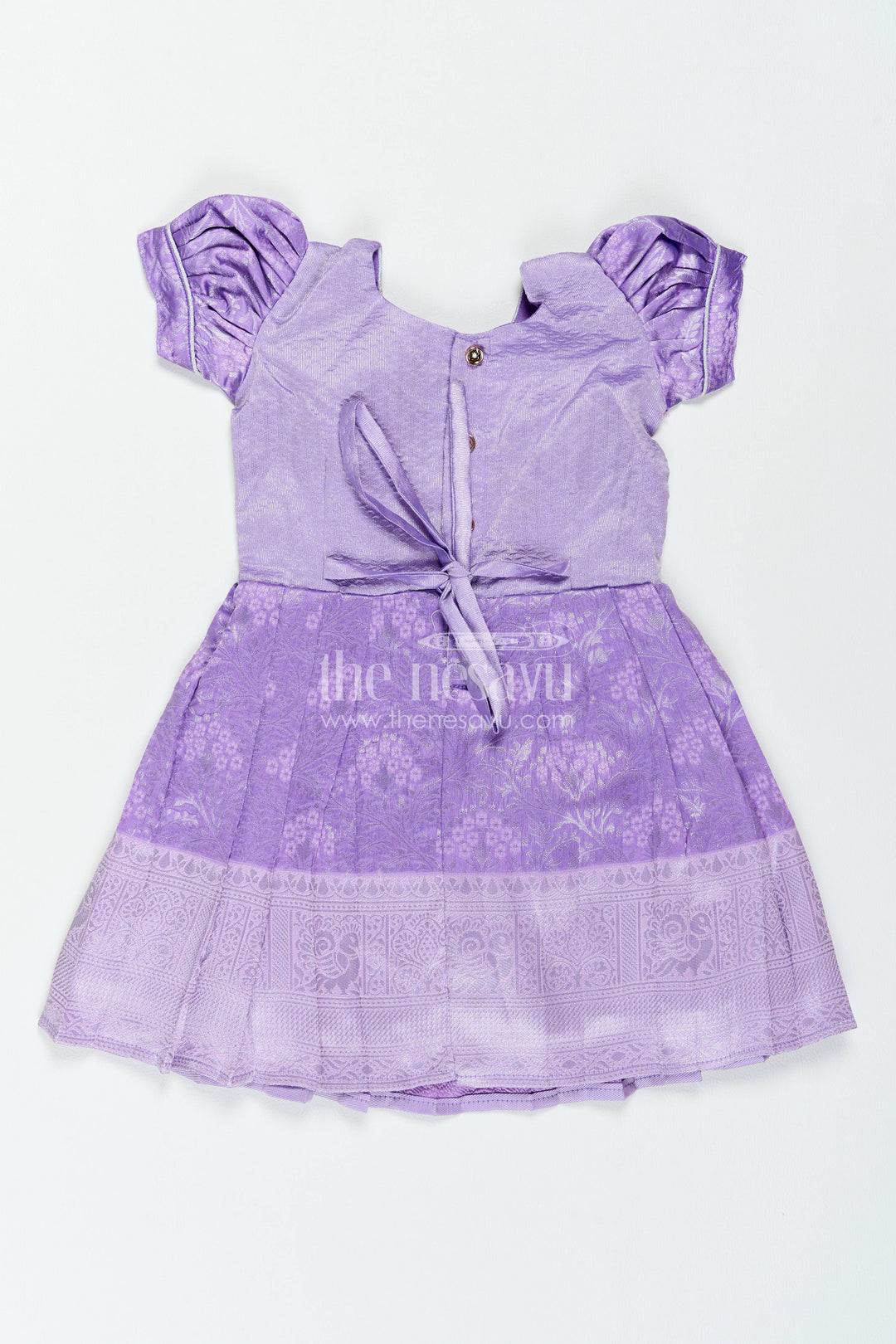 The Nesavu Girls Kanchi Silk Frock Traditional Silk Frock in Purple for Milestone Days Nesavu Nesavu Traditional Silk Frock In Purple For Parties And Memorable