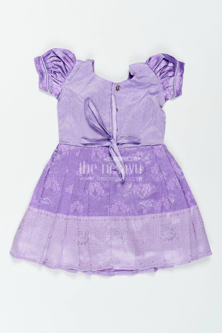 The Nesavu Girls Kanchi Silk Frock Traditional Silk Frock in Purple for Milestone Days Nesavu Nesavu Traditional Silk Frock In Purple For Parties And Memorable