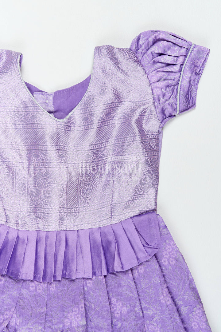 The Nesavu Girls Kanchi Silk Frock Traditional Silk Frock in Purple for Milestone Days Nesavu Nesavu Traditional Silk Frock In Purple For Parties And Memorable
