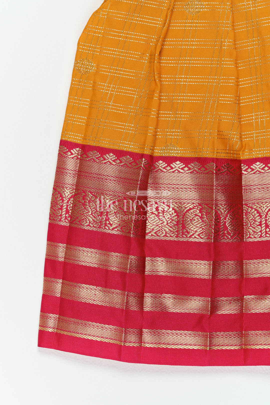 The Nesavu Girls Kanchi Silk Frock Traditional Silk Frock in Yellow for Milestone Days Nesavu Nesavu Traditional Silk Frock In Yellow For Parties And Memorable