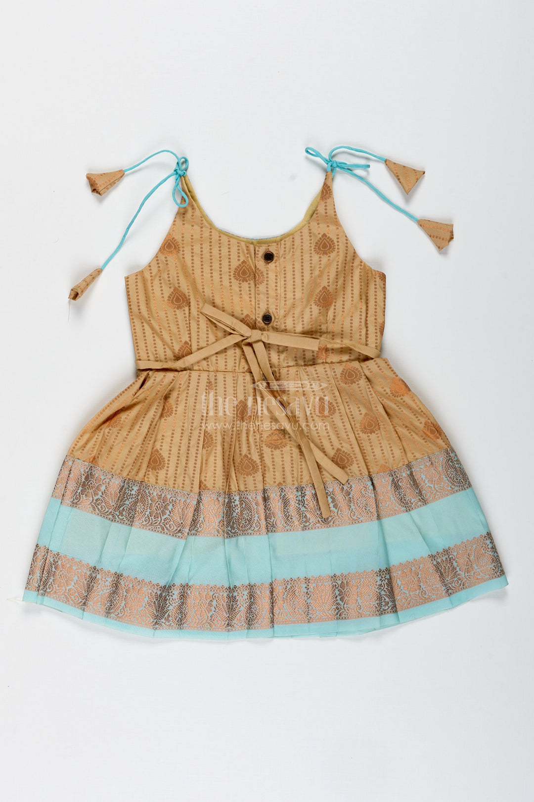 The Nesavu Tie-up Frock Traditional Tie-Up Frock for Baby Girls in Kanchi Silk Ideal for Festivals Nesavu Nesavu Traditional Tie-Up Baby Girl Frock In Semi Silk Ethnic Dress For Festive Celebrations