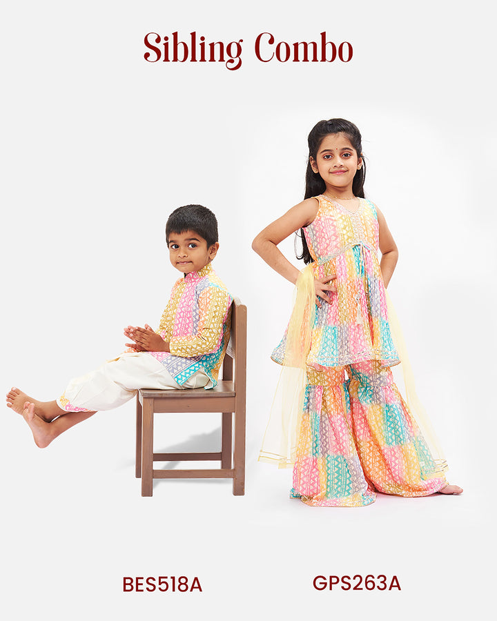 The Nesavu Girls Sharara / Plazo Set Traditional & Trendy Girls Festive Kurti with Sharara Set Nesavu Buy Girls Ethnic Kurti Sharara Set | Colorful Festive Wear for Kids | The Nesavu