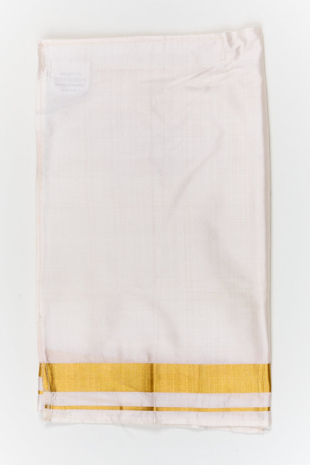 The Nesavu Boys Vesti Traditional Vesti for Boys Festive Wear and Wedding Functions Nesavu 12 (3M) / White / Silk D054A-12 Nesavu traditional silk vesti for boys with broad zari border for weddings and festive functions