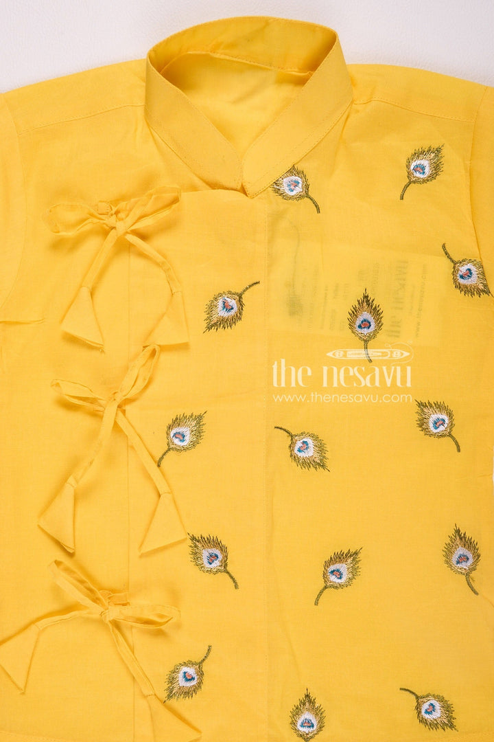 The Nesavu Boys Dothi Set Traditional Yellow Krishna Jayanthi Baby Kurtha with Dothi Pant Set Nesavu Traditional Yellow Krishna Jayanthi Baby Kurtha with Dothi Pant Set - Festive Wear
