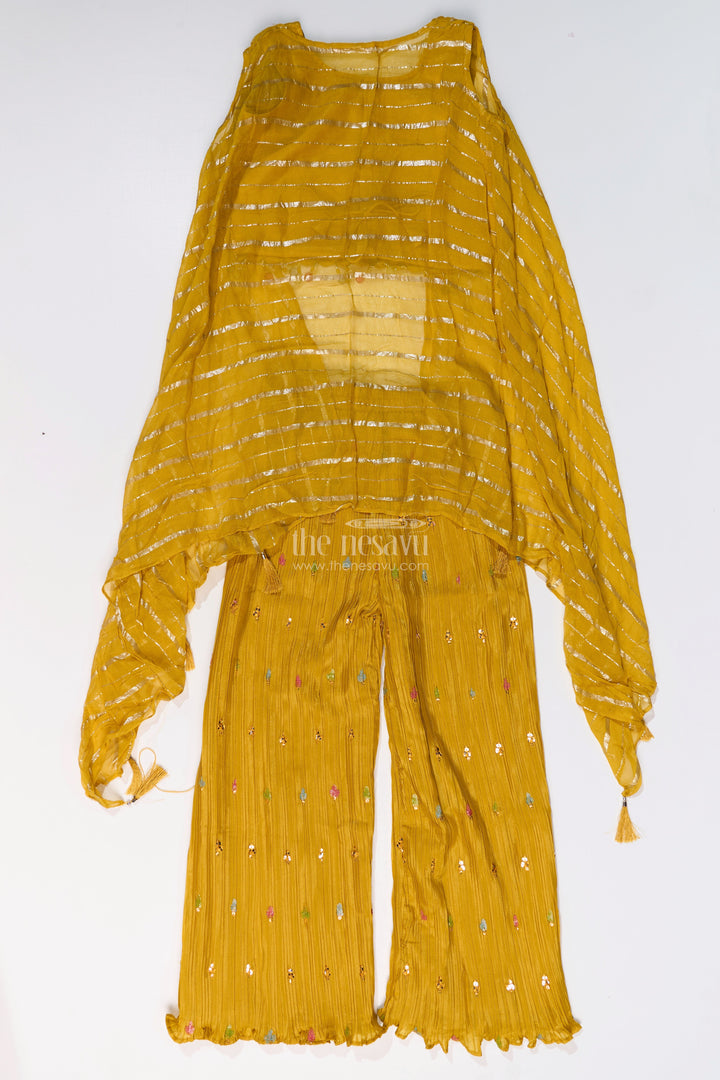 The Nesavu Girls Sharara / Plazo Set Trendy Beautiful Kurti Plazo Set for Girls with Embroidered Georgette and Mirror Work Nesavu Trendy Beautiful Kurti Plazo Set Girls Embroidered Georgette Mirror Work | The Nesavu