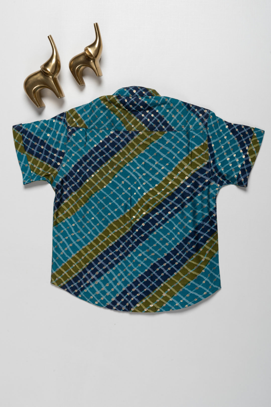 The Nesavu Boys Cotton Shirt Trendy Boys Chanderi Shirt with Diagonal Stripes in Blue and Green Nesavu Trendy Boys Chanderi Shirt with Diagonal Stripes in Blue and Green | The Nesavu