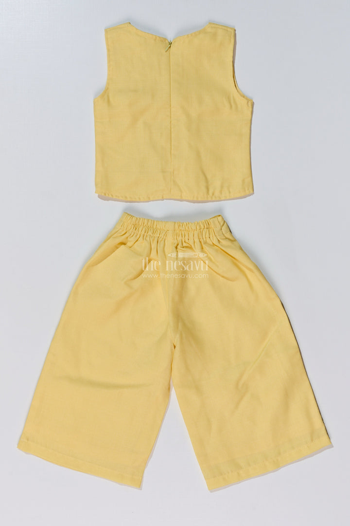 The Nesavu Girls Co-Ord Sets Trendy Casual Summer Outfits for Girls with Floral Embroidery and Wide-Leg Plazo Nesavu Trendy Casual Summer Outfits Girls Floral Embroidery Wide-Leg Plazo | The Nesavu