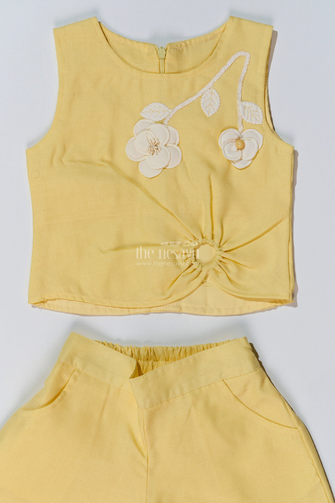 The Nesavu Girls Co-Ord Sets Trendy Casual Summer Outfits for Girls with Floral Embroidery and Wide-Leg Plazo Nesavu Trendy Casual Summer Outfits Girls Floral Embroidery Wide-Leg Plazo | The Nesavu