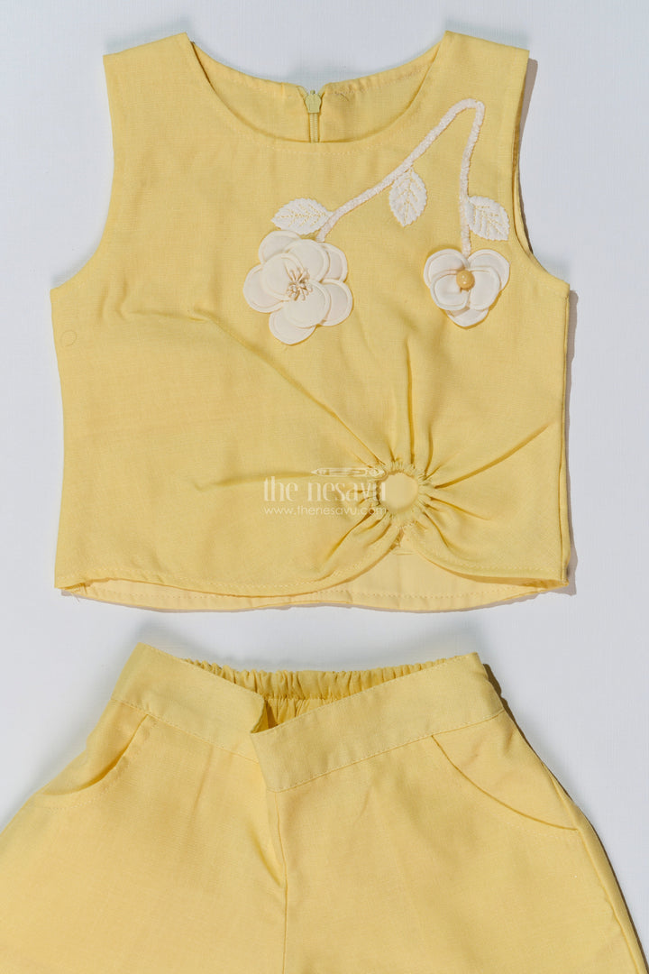 The Nesavu Girls Co-Ord Sets Trendy Casual Summer Outfits for Girls with Floral Embroidery and Wide-Leg Plazo Nesavu Trendy Casual Summer Outfits Girls Floral Embroidery Wide-Leg Plazo | The Nesavu