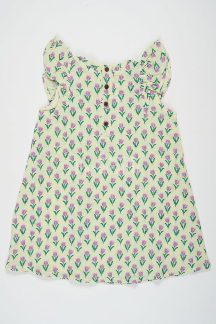 The Nesavu Girls Cotton Frock Trendy Girls Cotton Kapde Ka Frock in Muslin Cotton with Leaf Print Design Nesavu Nesavu Trendy Girls Cotton Kapde Ka Frock Leaf Print Muslin Cotton  Stylish Comfortable Festive Occasions