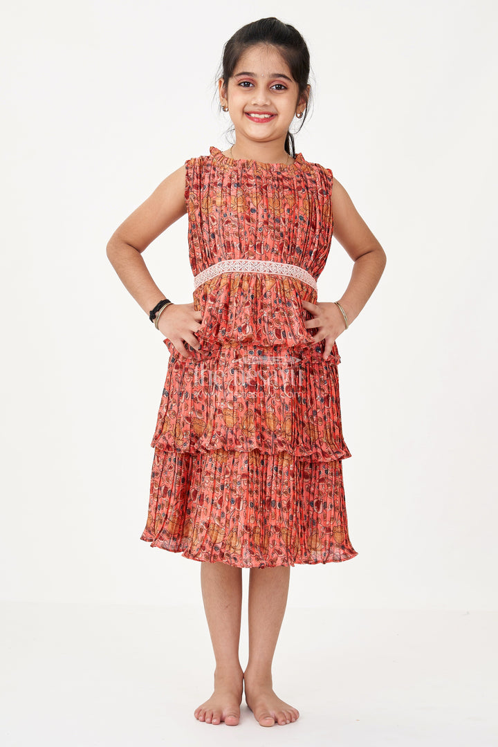 The Nesavu Girls Fancy Frock Trendy Online Frock for Girls with Pleated Chinon Silk and Ruffled Layers Nesavu Nesavu Trendy Online Frock Girls Pleated Chinon Silk Ruffled Layers