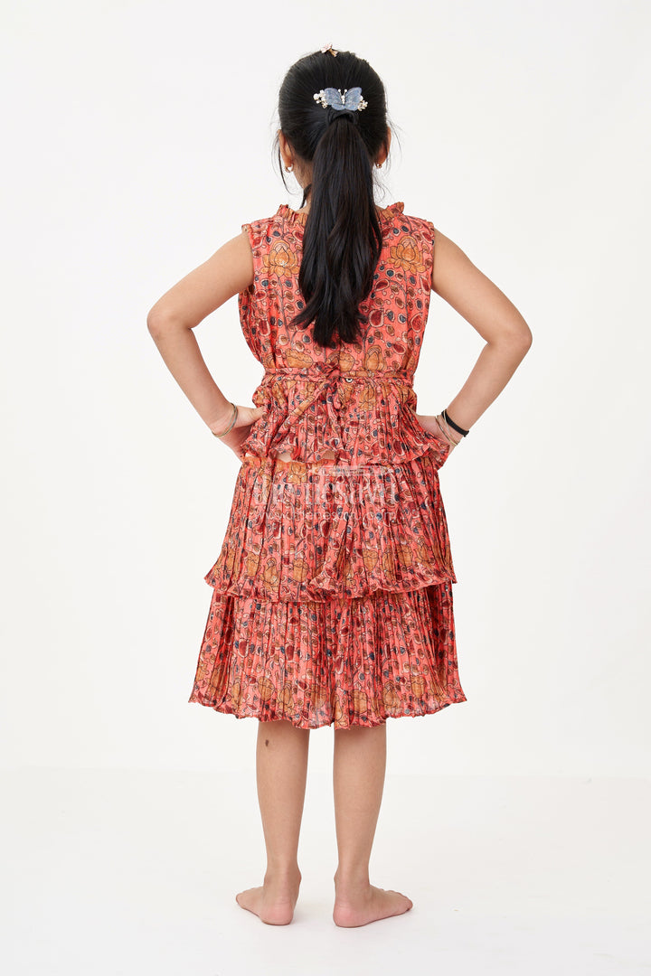 The Nesavu Girls Fancy Frock Trendy Online Frock for Girls with Pleated Chinon Silk and Ruffled Layers Nesavu Nesavu Trendy Online Frock Girls Pleated Chinon Silk Ruffled Layers
