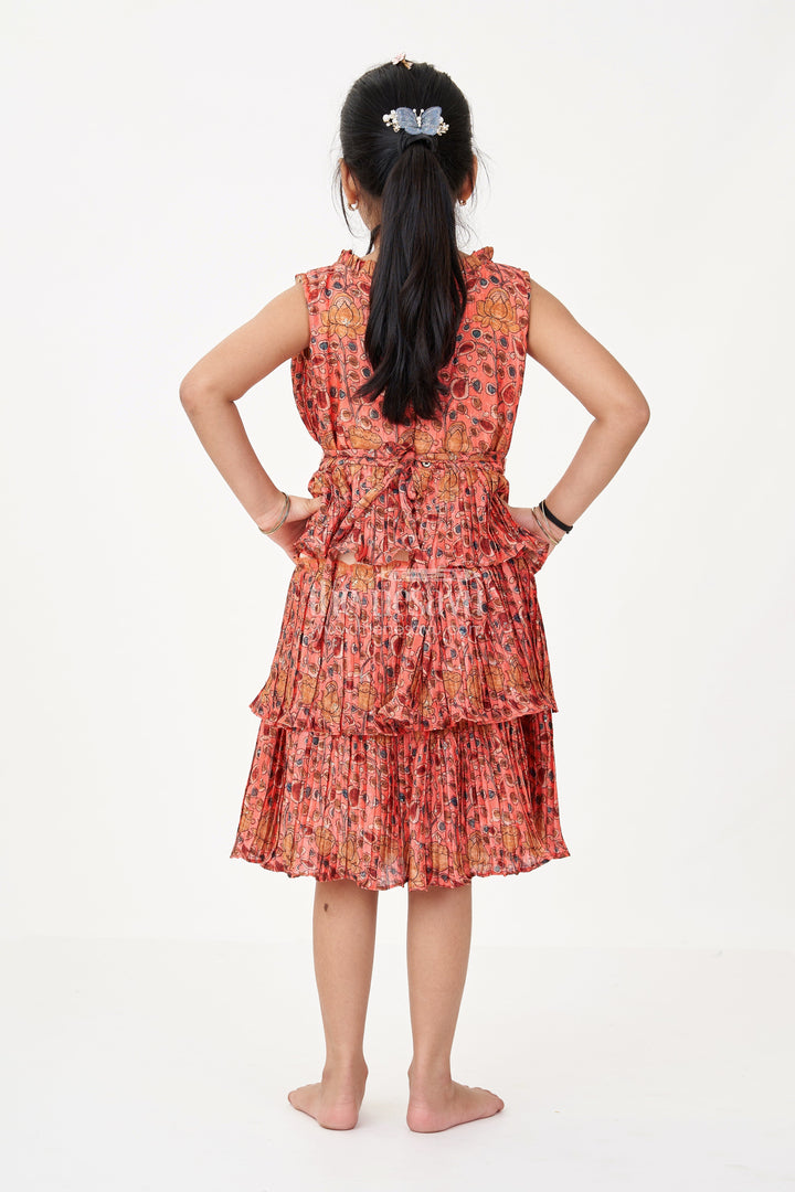The Nesavu Girls Fancy Frock Trendy Online Frock for Girls with Pleated Chinon Silk and Ruffled Layers Nesavu Nesavu Trendy Online Frock Girls Pleated Chinon Silk Ruffled Layers