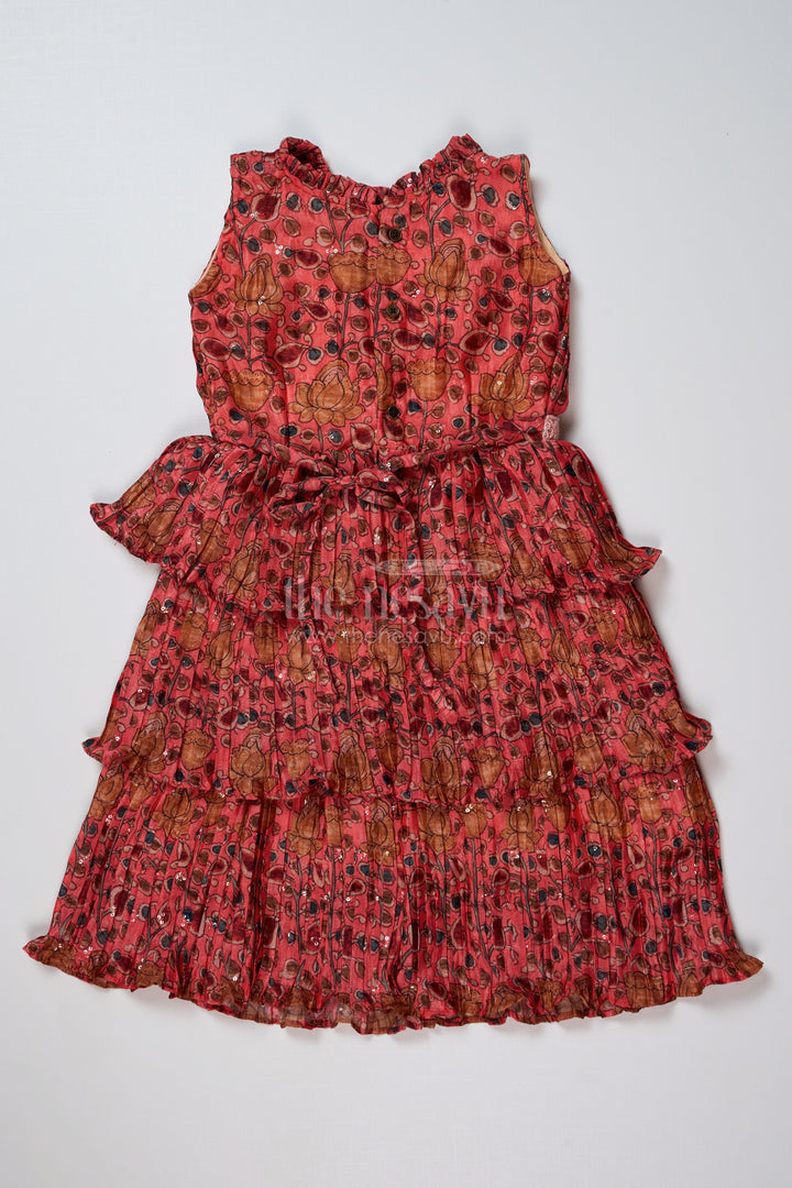 The Nesavu Girls Fancy Frock Trendy Online Frock for Girls with Pleated Chinon Silk and Ruffled Layers Nesavu Trendy Online Frock Girls Pleated Chinon Silk Ruffled Layers | The Nesavu