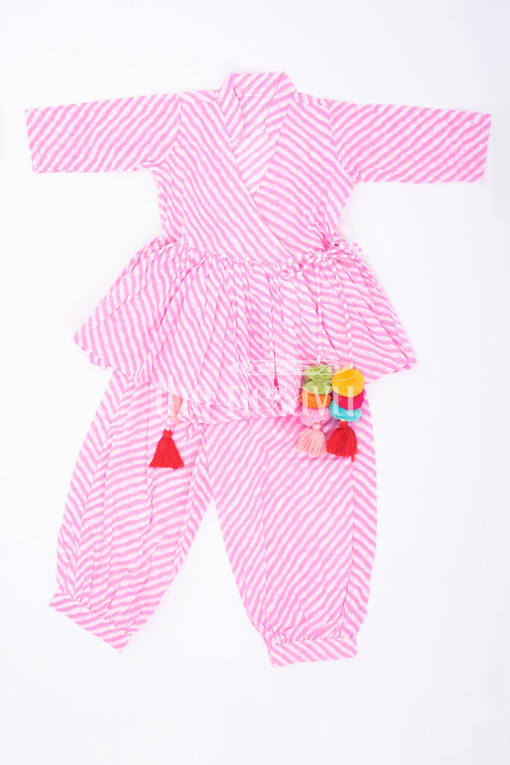 The Nesavu Girls Sharara / Plazo Set Trendy Pure Cotton Co-Ord Set for Girls with Vibrant Jaipur Hand Block Print Nesavu 16 (1Y) / Pink GPS358A-16