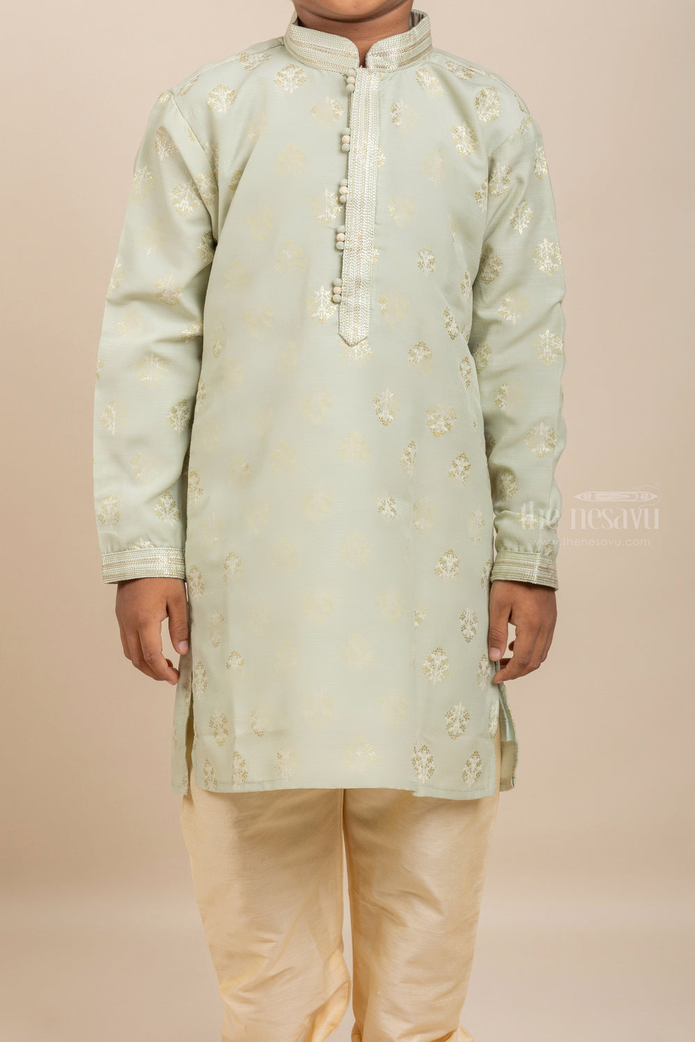 The Nesavu Boys Kurtha Set Trendy Sea Green Silk Cotton Kurta With Complimenting Pants For Boys Nesavu Best Ethnic Wear Collection For Boys| Exclusive Designs| The Nesavu