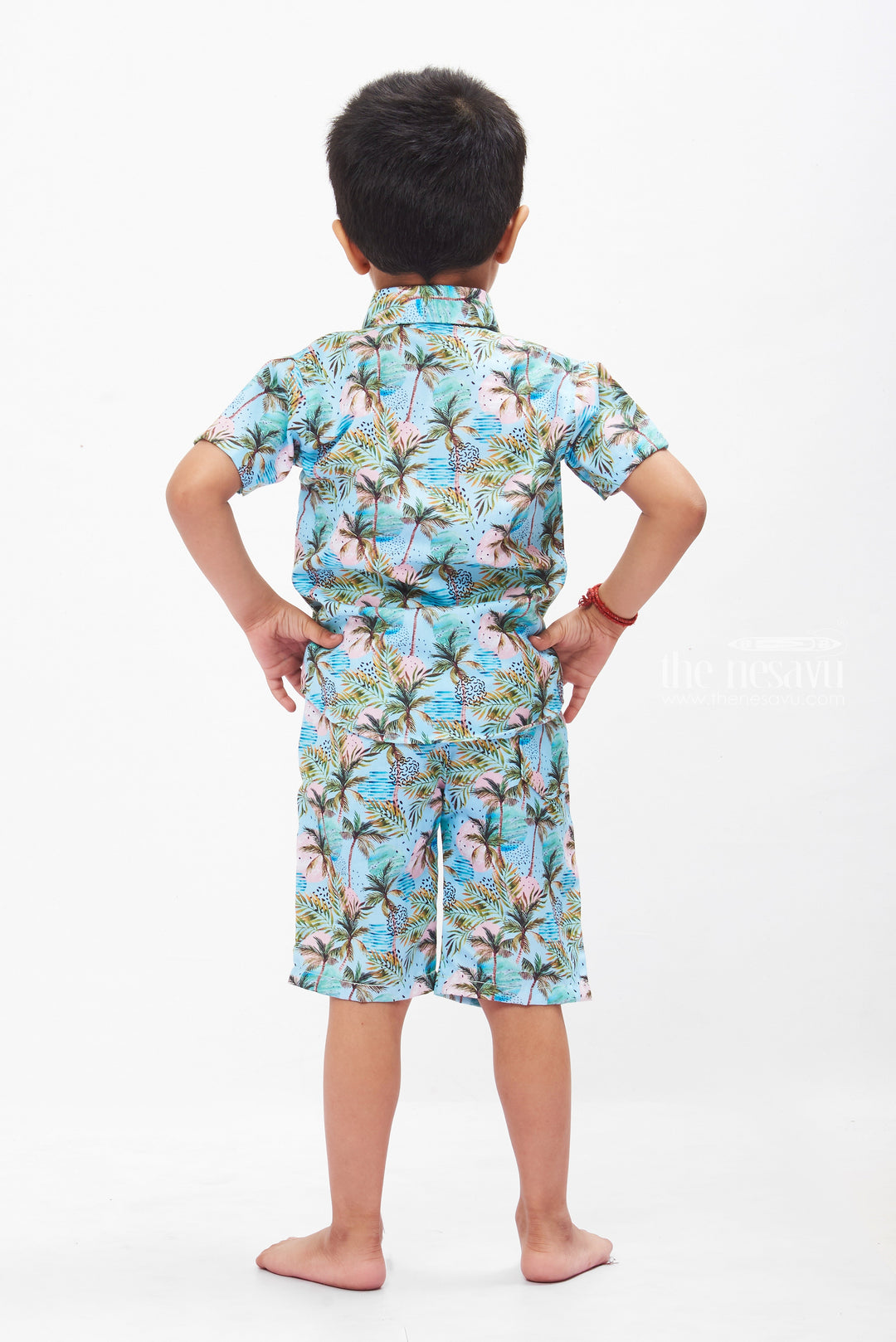 The Nesavu Boys Casual Set Tropical Palm Tree Boys Shorts and Shirt Set Nesavu Boys Casual Two-Piece Set with Shorts and Shirt | Comfortable Summer Outfit | The Nesavu