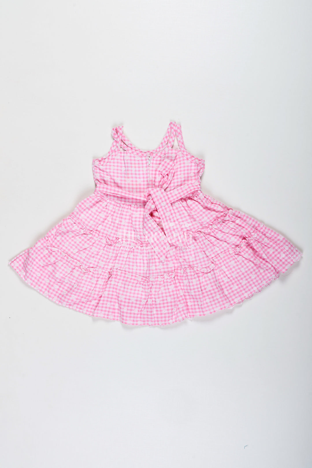 The Nesavu Girls Fancy Frock Tulle and Lace Frock for Girls Elegant Dress for Special Days Nesavu Nesavu Girls Tulle Lace Frock Pink Gingham Cotton Embroidery Tiered Skirt Design