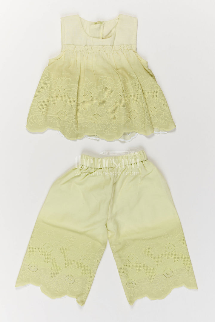 The Nesavu Girls Co-Ord Sets Two Piece Co Ord Set for Girls in Yellow with an Occasion Ready Finish Nesavu 16 (1Y) / Yellow / Cotton Blend GCS081A-16 Nesavu Two Piece Co Ord Set For Girls With Smart Tailoring GCS081A-16