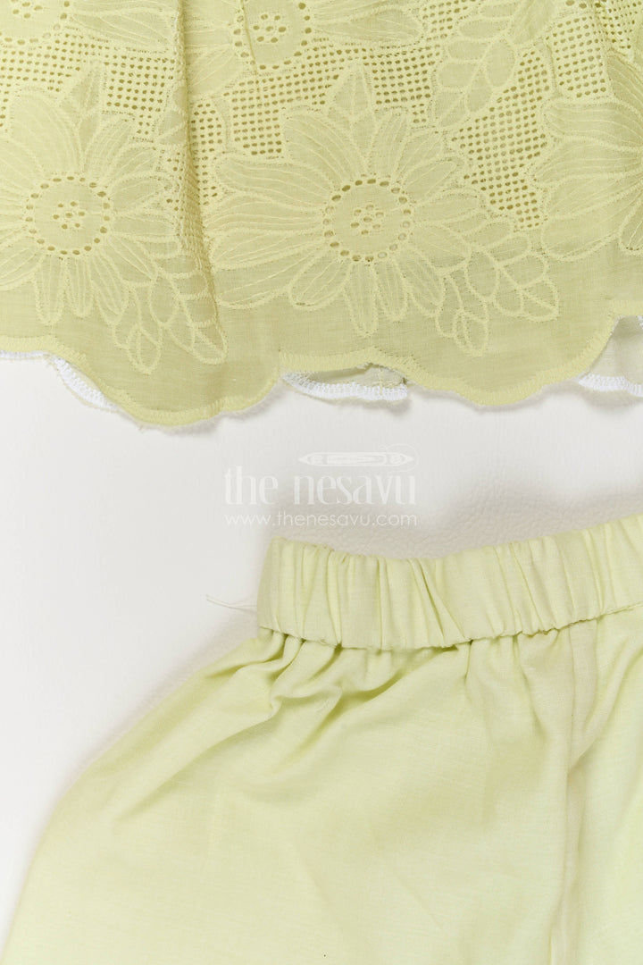 The Nesavu Girls Co-Ord Sets Two Piece Co Ord Set for Girls in Yellow with an Occasion Ready Finish Nesavu Nesavu Two Piece Co Ord Set For Girls With Smart Tailoring