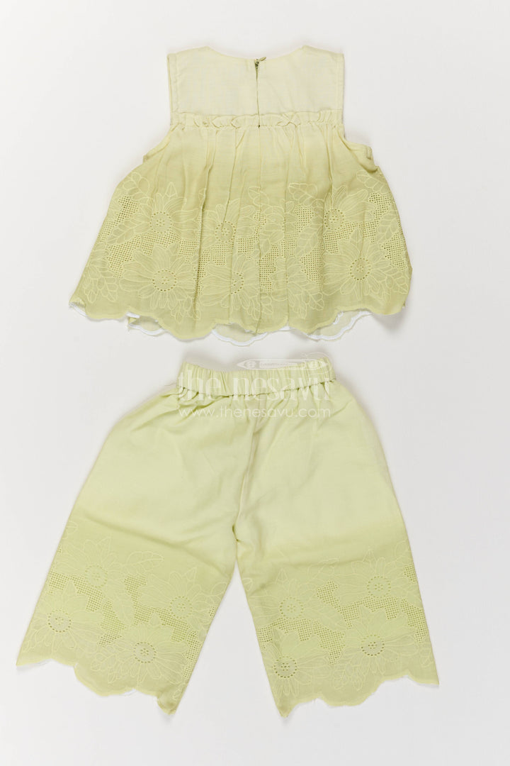 The Nesavu Girls Co-Ord Sets Two Piece Co Ord Set for Girls in Yellow with an Occasion Ready Finish Nesavu Nesavu Two Piece Co Ord Set For Girls With Smart Tailoring
