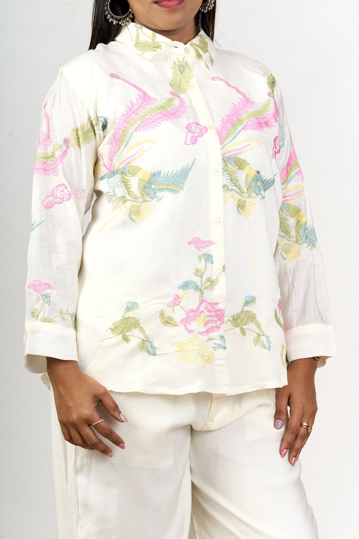 The Nesavu Womens Co-Ord Sets Two Piece Co Ord Set for Women with Subtle Embroidery and Classic Fit Nesavu Two Piece Cotton Co Ord Set Women Subtle Embroidery Classic Fit | The Nesavu