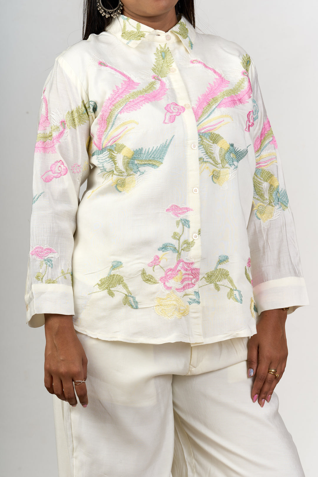 The Nesavu Womens Co-Ord Sets Two Piece Co Ord Set for Women with Subtle Embroidery and Classic Fit Nesavu Two Piece Cotton Co Ord Set Women Subtle Embroidery Classic Fit | The Nesavu