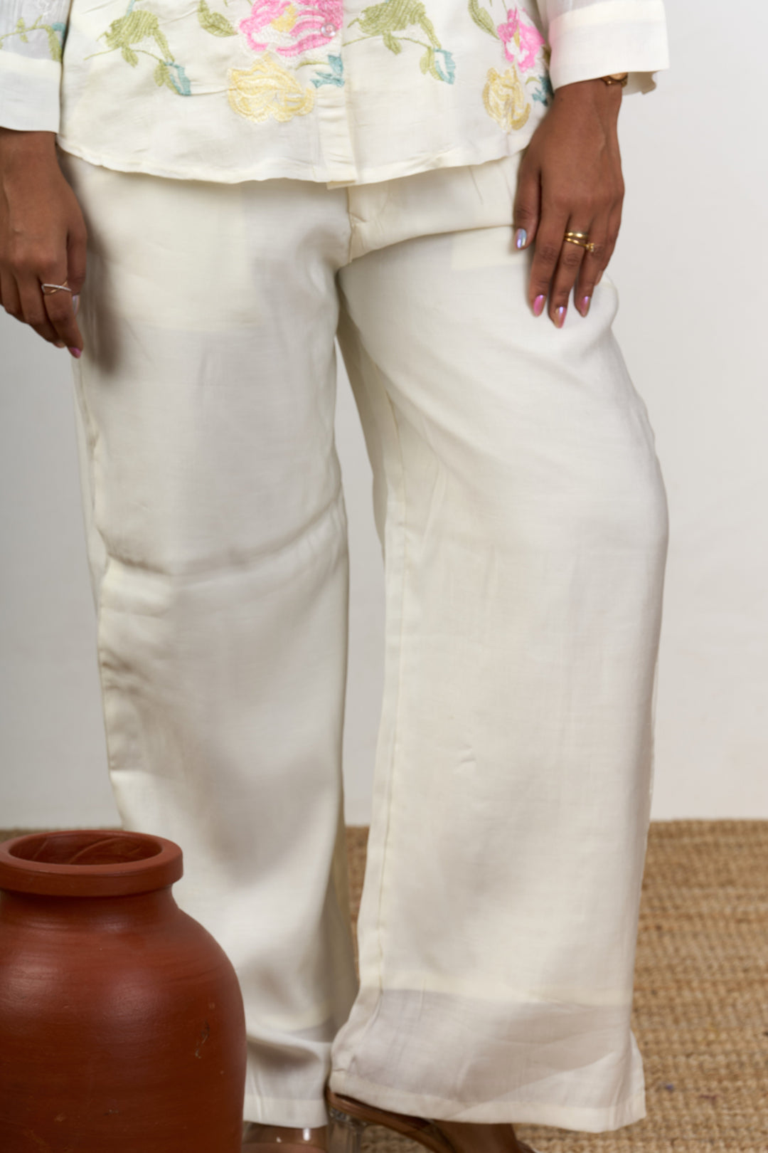 The Nesavu Womens Co-Ord Sets Two Piece Co Ord Set for Women with Subtle Embroidery and Classic Fit Nesavu Two Piece Cotton Co Ord Set Women Subtle Embroidery Classic Fit | The Nesavu