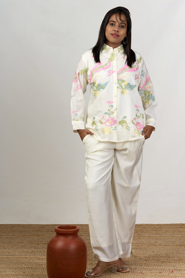 The Nesavu Womens Co-Ord Sets Two Piece Co Ord Set for Women with Subtle Embroidery and Classic Fit Nesavu Two Piece Cotton Co Ord Set Women Subtle Embroidery Classic Fit | The Nesavu