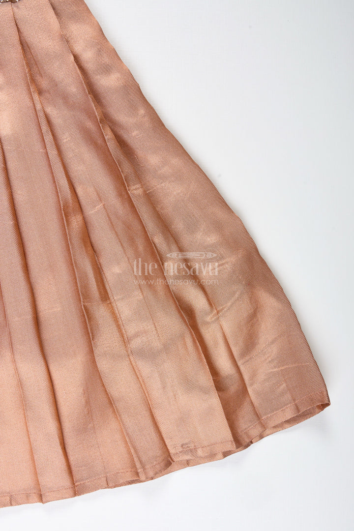 The Nesavu Girls Silk Gown Velvet Party Gown for Girls with Tissue Silk Skirt Wine and Gold Festive Dress Nesavu Nesavu Velvet Tissue Silk Gown Girls Festive Party Wear Wine Gold Puff Sleeves