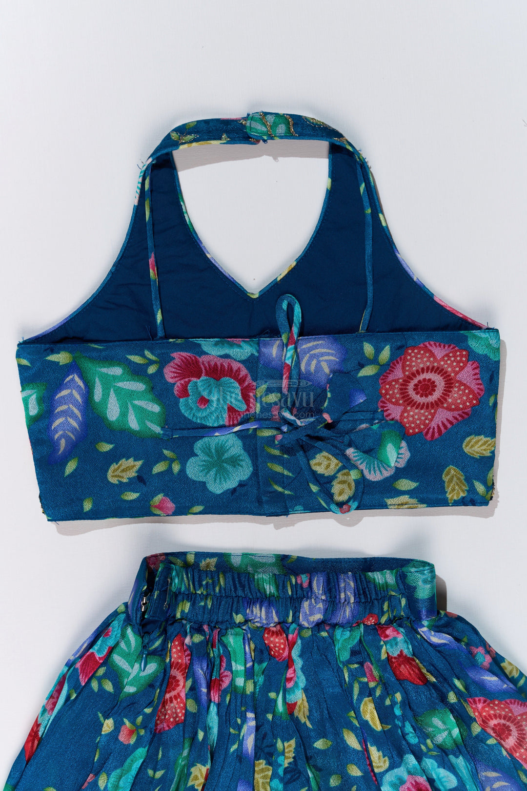 The Nesavu Girls Lehenga Choli Vibrant Blue and Pink Lehenga for Girls with Chinon Digital Printed Silk and Mirror Work Nesavu Vibrant Blue Pink Lehenga Girls Chinon Digital Printed Silk Mirror Work | The Nesavu