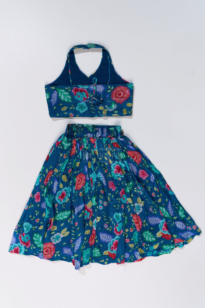 The Nesavu Girls Lehenga Choli Vibrant Blue and Pink Lehenga for Girls with Chinon Digital Printed Silk and Mirror Work Nesavu Vibrant Blue Pink Lehenga Girls Chinon Digital Printed Silk Mirror Work | The Nesavu