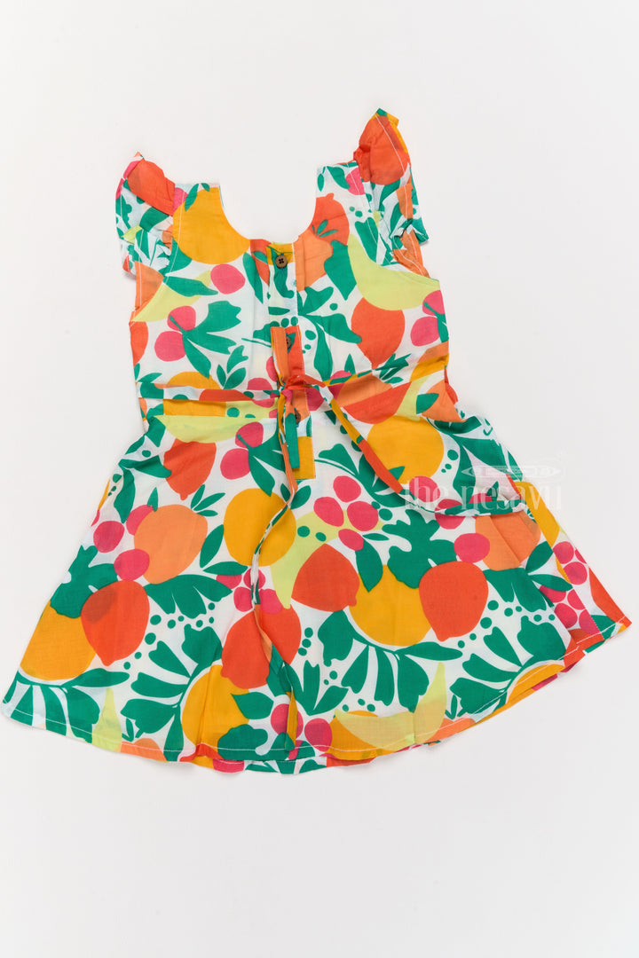 The Nesavu Girls Cotton Frock Vibrant Girls Cotton Ki Gown with Bold Fruit Print and Flutter Sleeves Nesavu Girls Cotton Ki Gown Bright Fruit Print A-Line Design Flutter Sleeves | The Nesavu