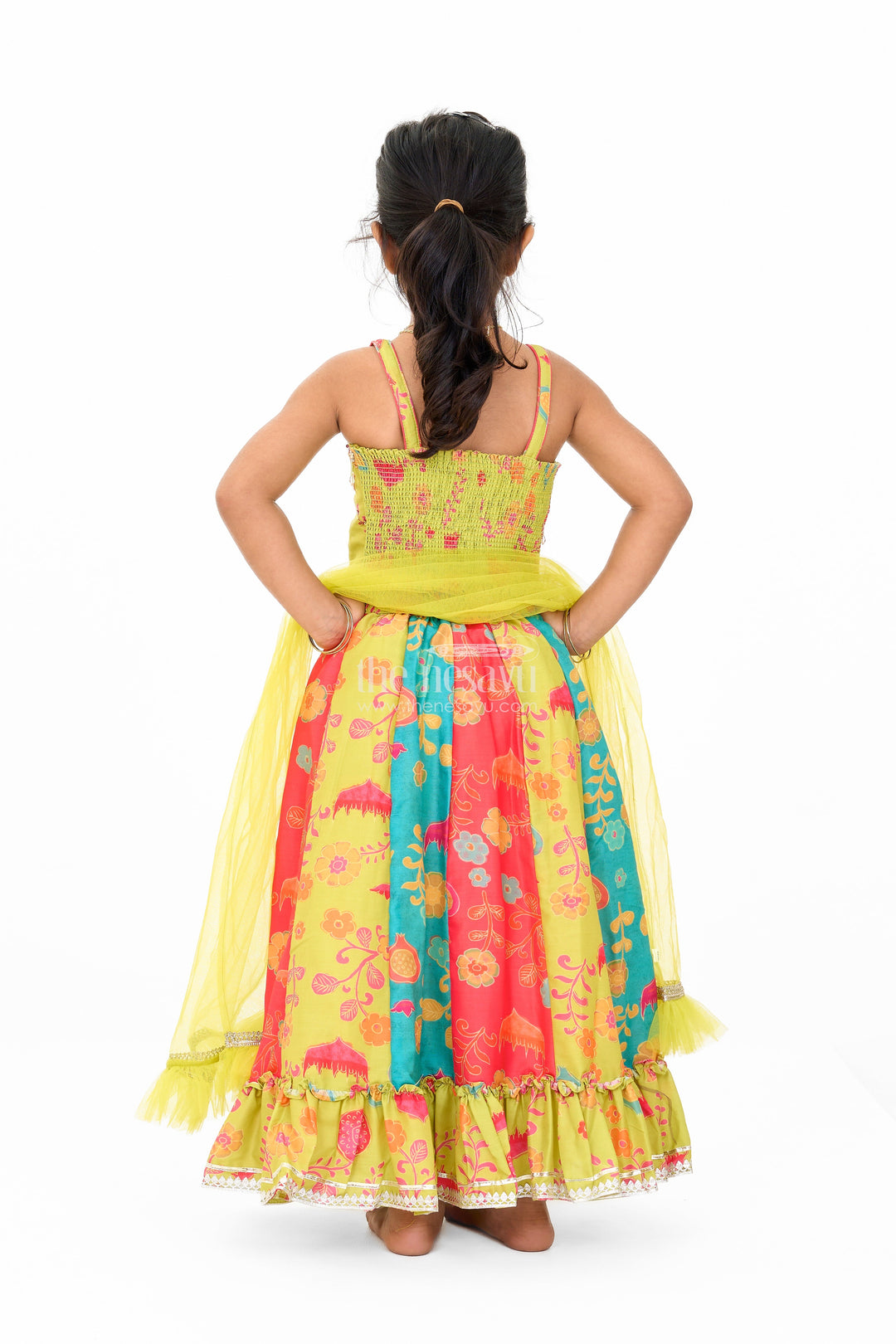 The Nesavu Girls Lehenga Choli Vibrant Multicolor Georgette Girls Lehenga Choli with Embroidered Blouse and Dupatta Nesavu Nesavu Multicolor Georgette Girls Lehenga Choli Embroidered Blouse Dupatta