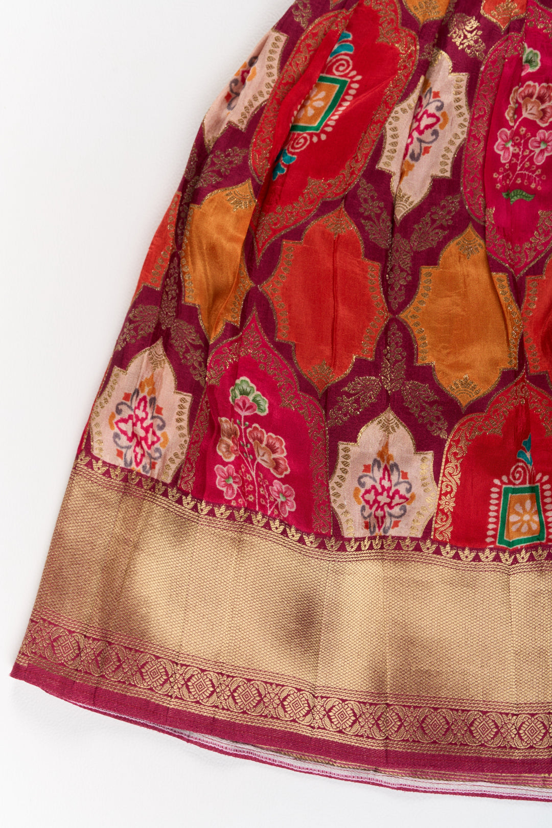 The Nesavu Girls Lehenga Choli Vibrant Mustard and Red Silk Lehenga Choli for Girls with Embroidered Dupatta Nesavu Mustard Red Silk Lehenga Choli Girls Embroidered Dupatta | The Nesavu