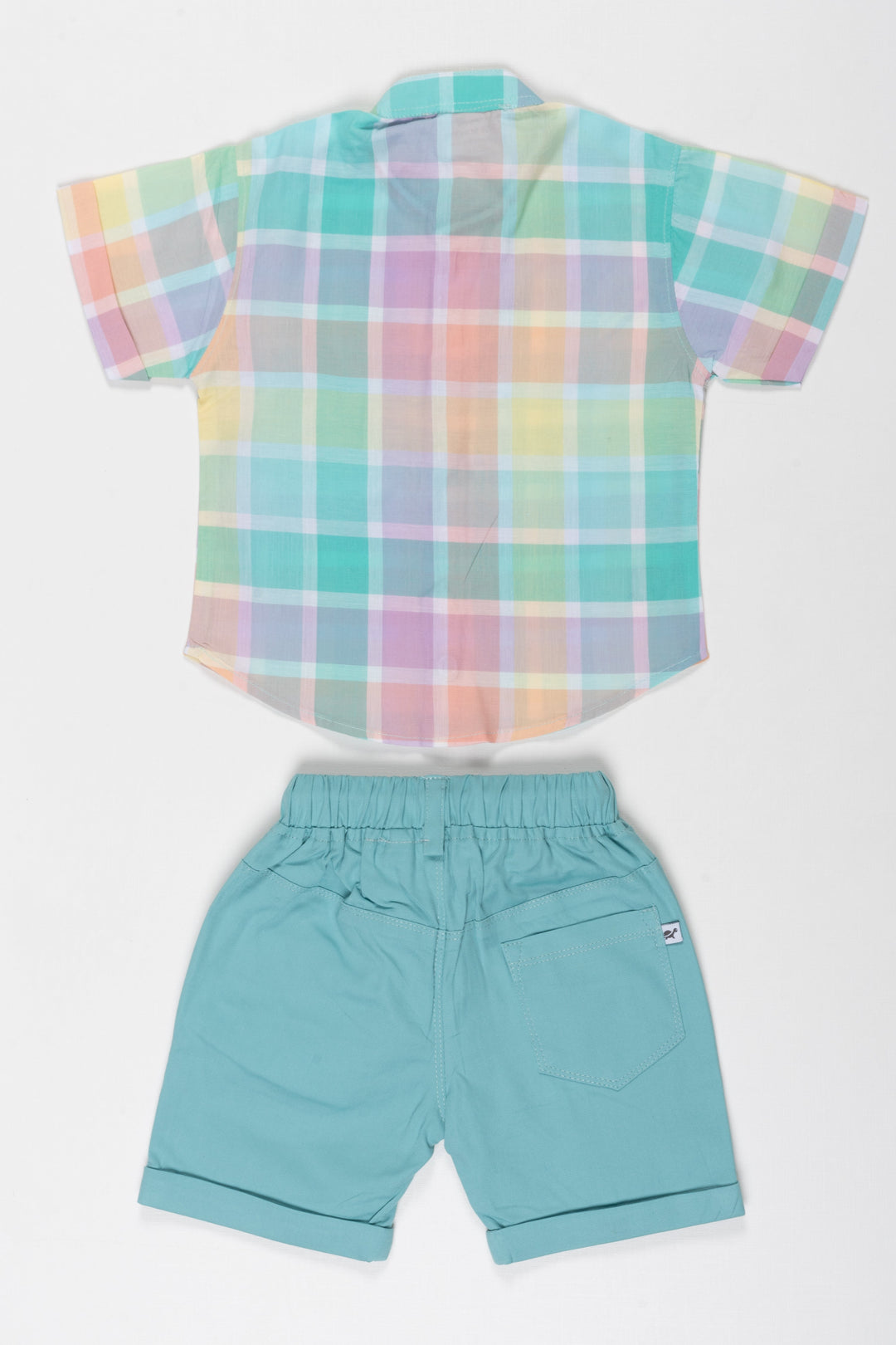 The Nesavu Boys Casual Set Vibrant Summer Playtime Boys Shirt and Shorts Set Nesavu Boys Vibrant Plaid Shirt  Shorts Set | Cool Summer Kids Fashion | The Nesavu