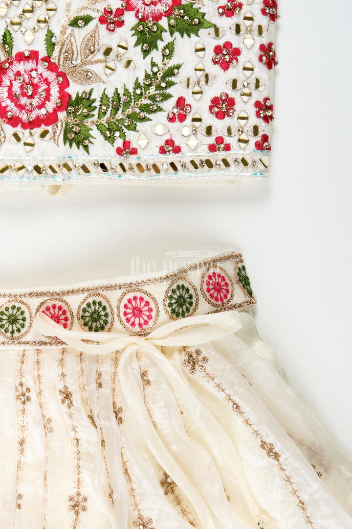 The Nesavu Girls Lehenga Choli Viscose Silk Lehenga Choli Set for Girls with Yoke Detailing for Ethnic Parties Nesavu Nesavu girls lehenga choli designer yoke viscose silk  ideal ethnic birthdays weddings