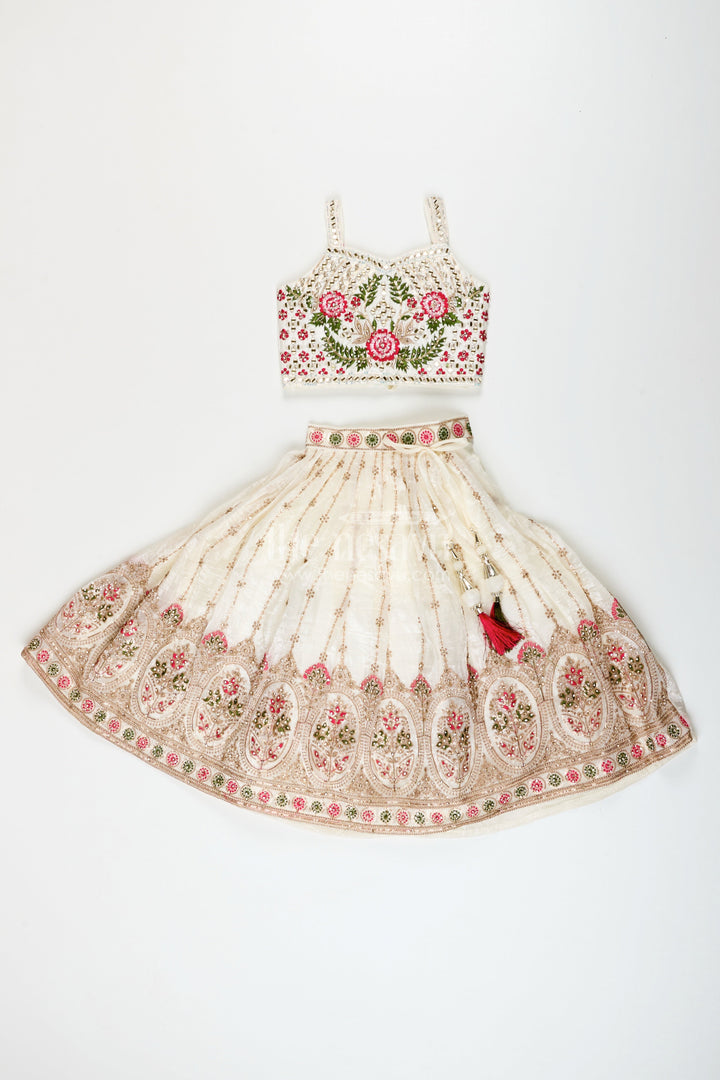 The Nesavu Girls Lehenga Choli Viscose Silk Lehenga Choli Set for Girls with Yoke Detailing for Ethnic Parties Nesavu Nesavu girls lehenga choli designer yoke viscose silk  ideal ethnic birthdays weddings