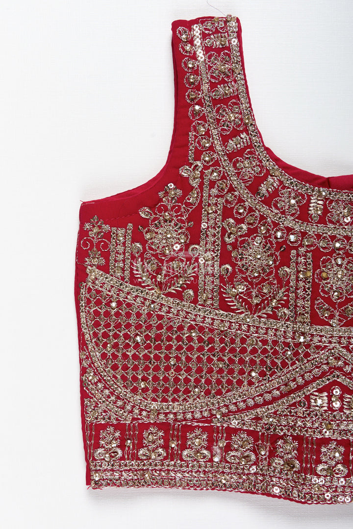 The Nesavu Girls Lehenga Choli Wedding Lehenga Choli for Girls Traditional Grand Dress Nesavu Nesavu Wine Red Traditional Girls Lehenga Heavy Gold Embroidery Grand Wedding Celebrations