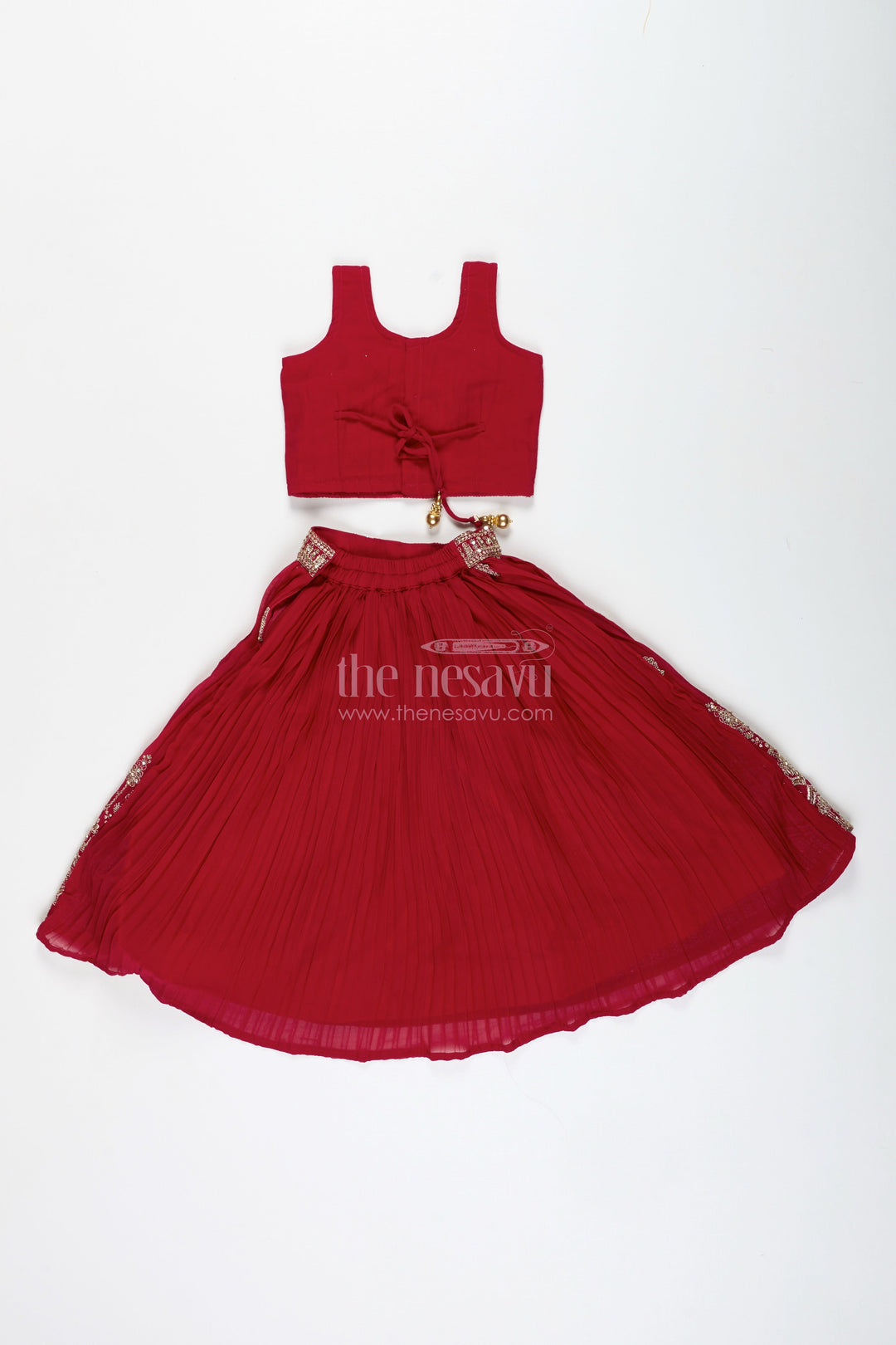 The Nesavu Girls Lehenga Choli Wedding Lehenga Choli for Girls Traditional Grand Dress Nesavu Nesavu Wine Red Traditional Girls Lehenga Heavy Gold Embroidery Grand Wedding Celebrations