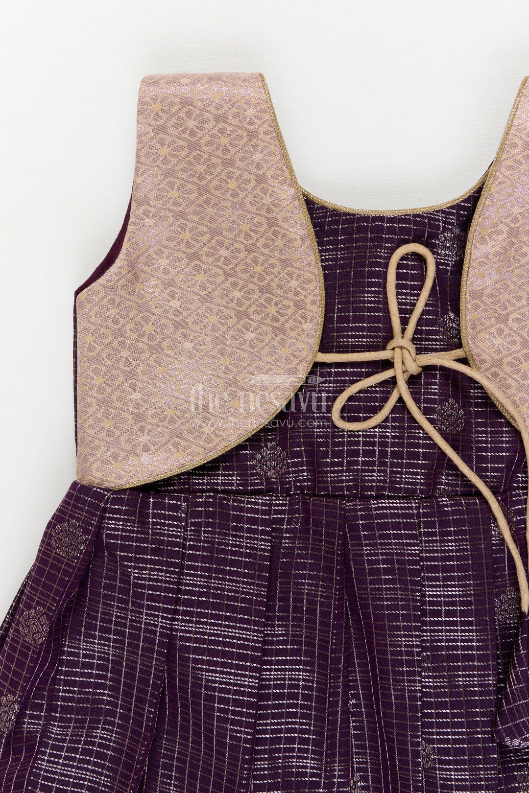 The Nesavu Girls Kanchi Silk Frock Wedding Silk Frock for Toddler Girls with Bridesmaid-style Kanchivaram Saree Design Nesavu Nesavu toddler girl silk frock with bridesmaid style Kanchivaram saree design for weddings and receptions