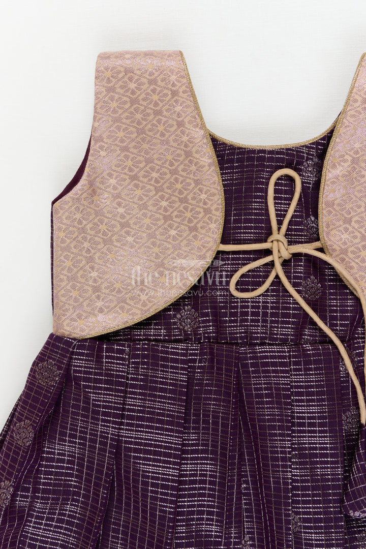 The Nesavu Girls Kanchi Silk Frock Wedding Silk Frock for Toddler Girls with Bridesmaid-style Kanchivaram Saree Design Nesavu Nesavu toddler girl silk frock with bridesmaid style Kanchivaram saree design for weddings and receptions