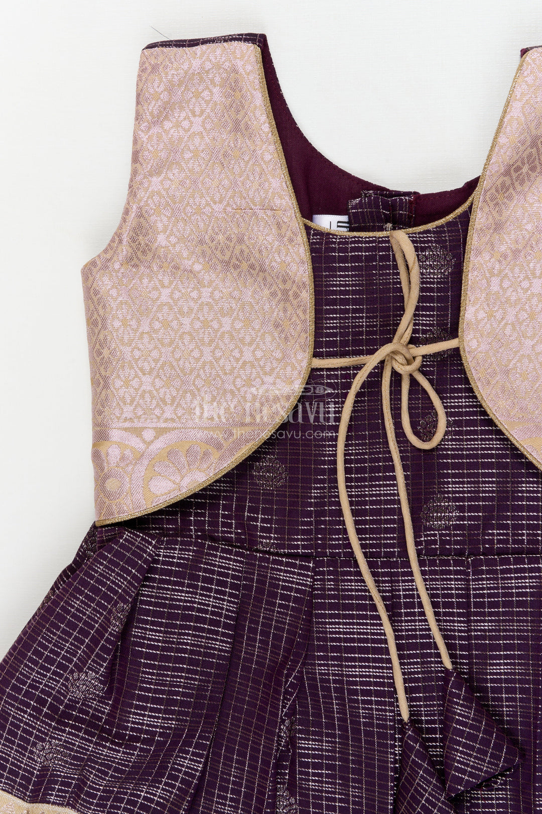 The Nesavu Girls Kanchi Silk Frock Wedding Silk Frock for Toddler Girls with Bridesmaid-style Kanchivaram Saree Design Nesavu Nesavu toddler girl silk frock with bridesmaid style Kanchivaram saree design for weddings and receptions