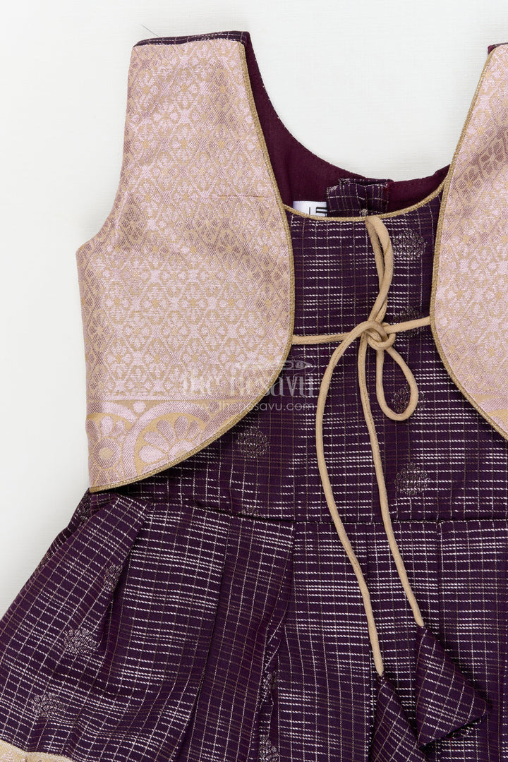 The Nesavu Girls Kanchi Silk Frock Wedding Silk Frock for Toddler Girls with Bridesmaid-style Kanchivaram Saree Design Nesavu Nesavu toddler girl silk frock with bridesmaid style Kanchivaram saree design for weddings and receptions